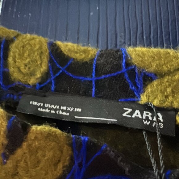 Zara Neon Blue Red Yellow Floral Embroidered Scribbles Tunic Dress Size M-L NWT - Picture 5 of 6